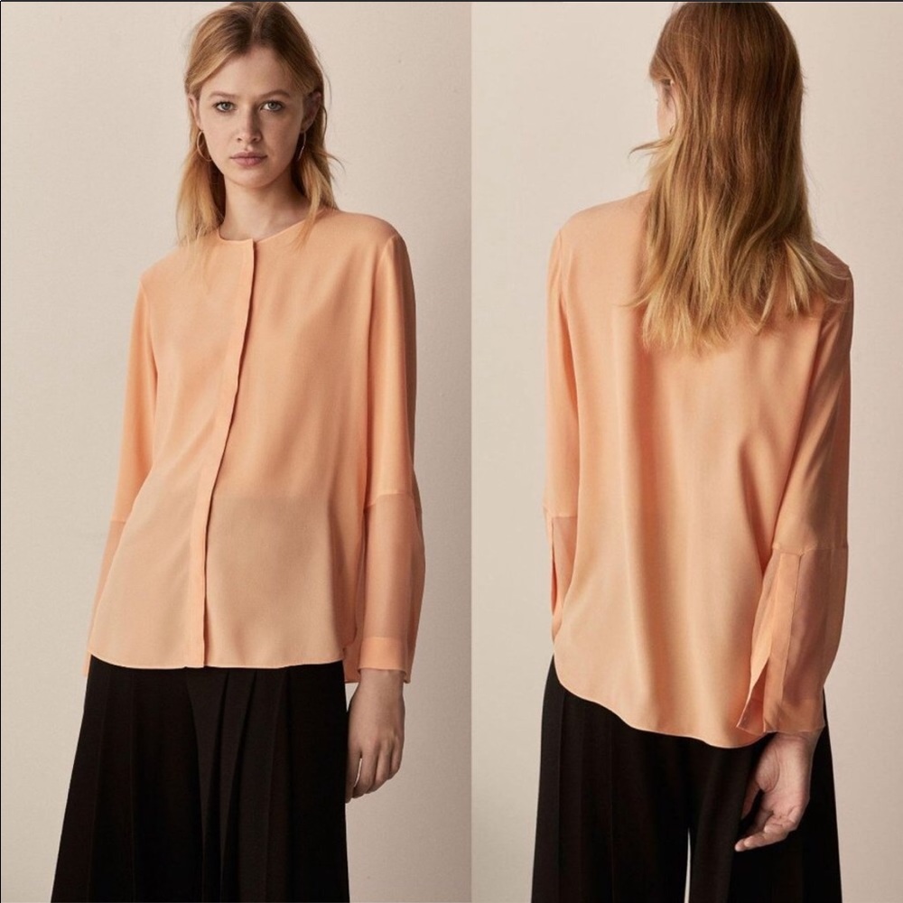 Massimo Dutti Peach Button Down Blouse